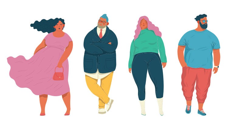 Illustration Menschen mit Übergewicht