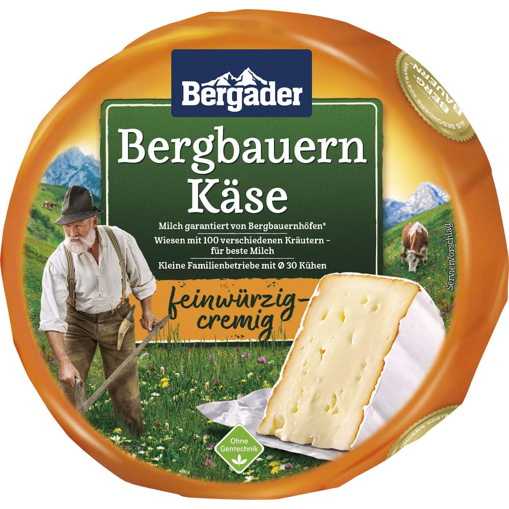 ⮞ würzig Bergbauern fein, Käse cremig von Bergader Globus