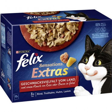 Katzen-Nassfutter Felix, Sensations Extras, Fleischvielfalt in Gelee