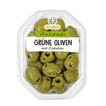 Grüne Oliven mit Kräutern