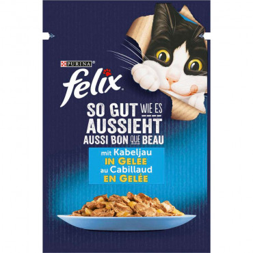 Katzen-Nassfutter Felix, So gut wie es aussieht, Kabeljau in Gelee