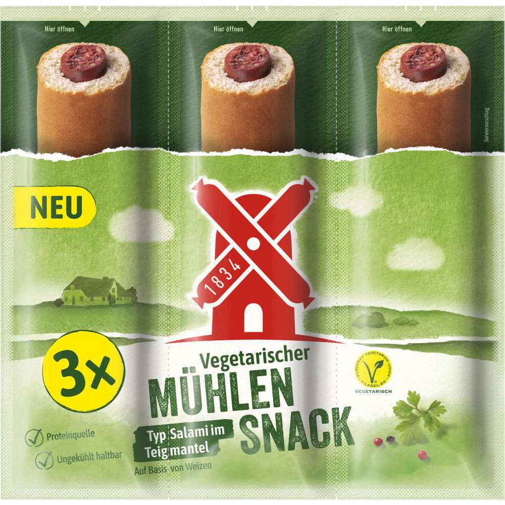 Vegetarischer im Snack Brot von Salami-Sticks Mühle Mühlen Rügenwalder
