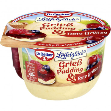 Grieß Pudding Löffelglück mit roter Grütze