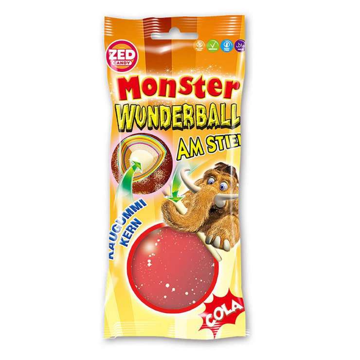 Monster Wunderball Am Stiel Mit Kaugummi Kern Von Zed Candy 8427