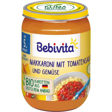 Makkaroni mit Tomatensauce und Gemüse, ab dem 5. Monat
