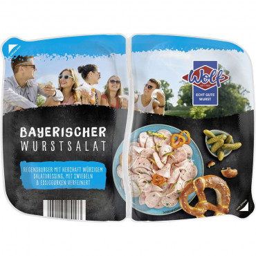 bayerischer Wurstsalat mit Zwiebeln & Essiggurken