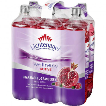Wasser mit Geschmack, Wellness Active, Granatapfel-Cranberry-Geschmack (6x 1,500 Liter)