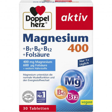Magnesium 400 + Vitamin B + Folsäure Tabletten