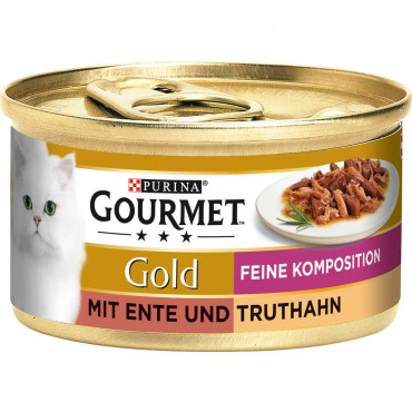 Katzen-Nassfutter Gourmet Gold, Feine Komposition, Ente & Truthahn